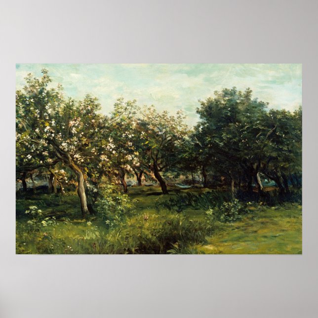 Landskapsmålning för Träd i trädgårdskorgen Poster (Framsidan)