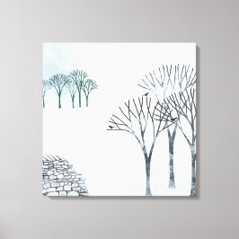 Landskapsmålning för Winter Snö Canvastryck