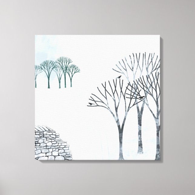 Landskapsmålning för Winter Snö Canvastryck (Framsida)