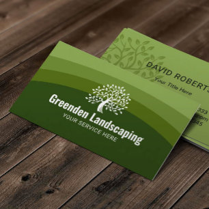 Landskapsplanering Grönt Shades Träd Logotyp Gräsm Visitkort