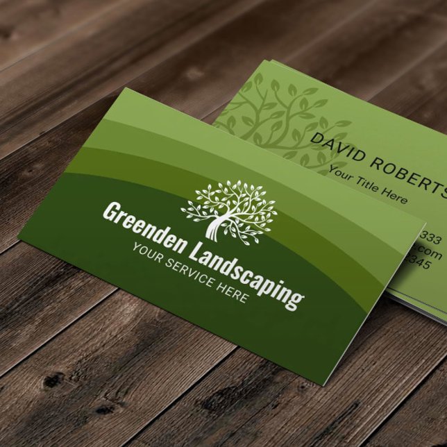 Landskapsplanering Grönt Shades Träd Logotyp Gräsm Visitkort (Skapare uppladdad)