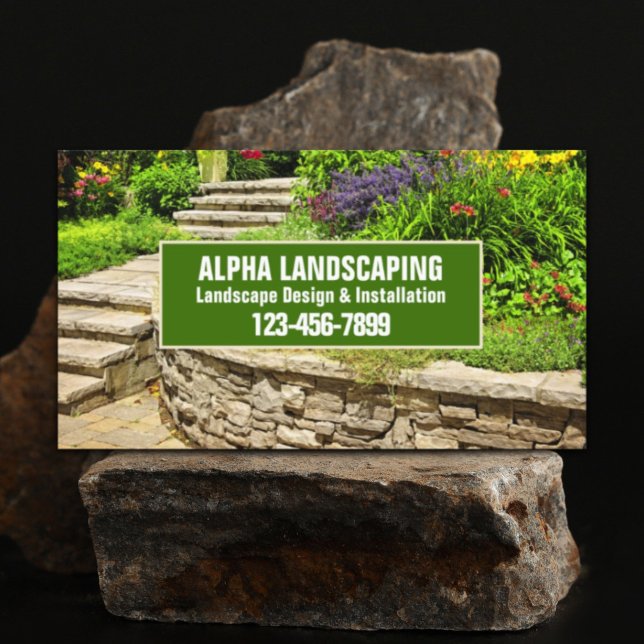 Landskapsplantering av Gräsmatta efter hand Visitkort (Yard Lawn Care Mowing Landscaper Landscaping Business Card)