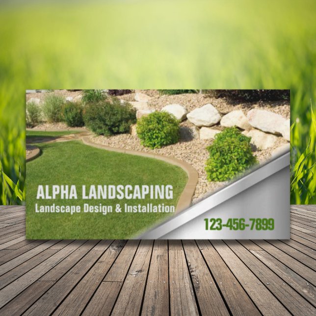 Landskapsplantering av Gräsmatta efter hand Visitkort (Yard Lawn Care Mowing Landscaper Landscaping Business Card)