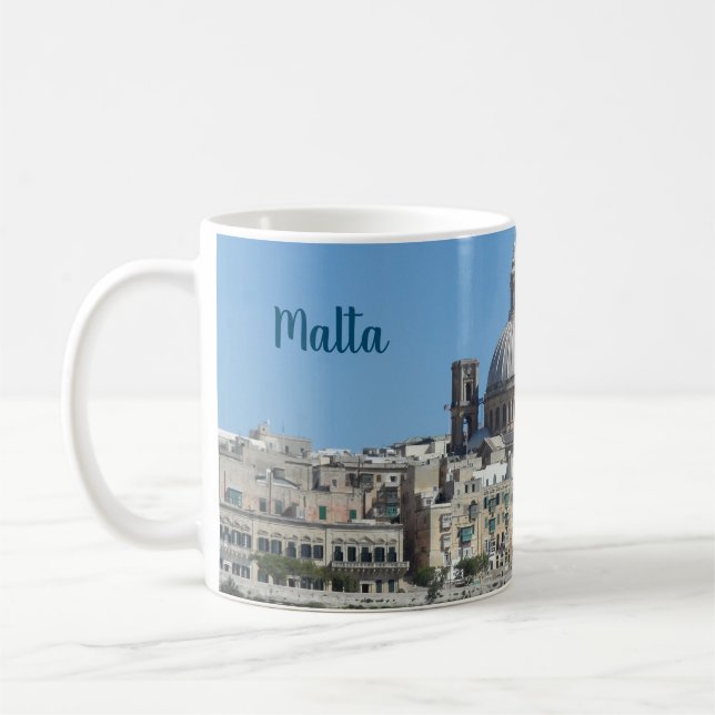 Landskapsscenen Valletta City i Malta Souvenir Kaffemugg (Vänster)