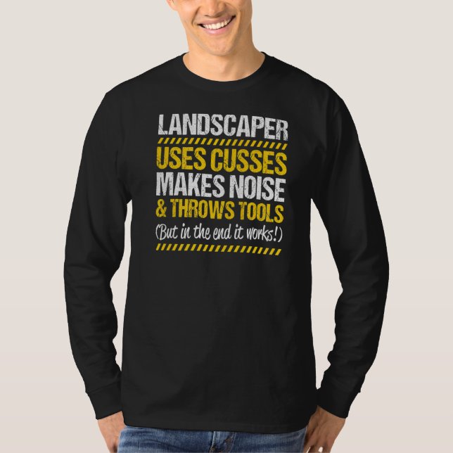Landskapsträdgård Throws Verktyg Landscaper T Shirt (Framsida)