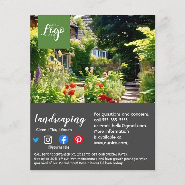 landskapsträdgårdsplan för träd-kirurger flygblad (Framsidan)