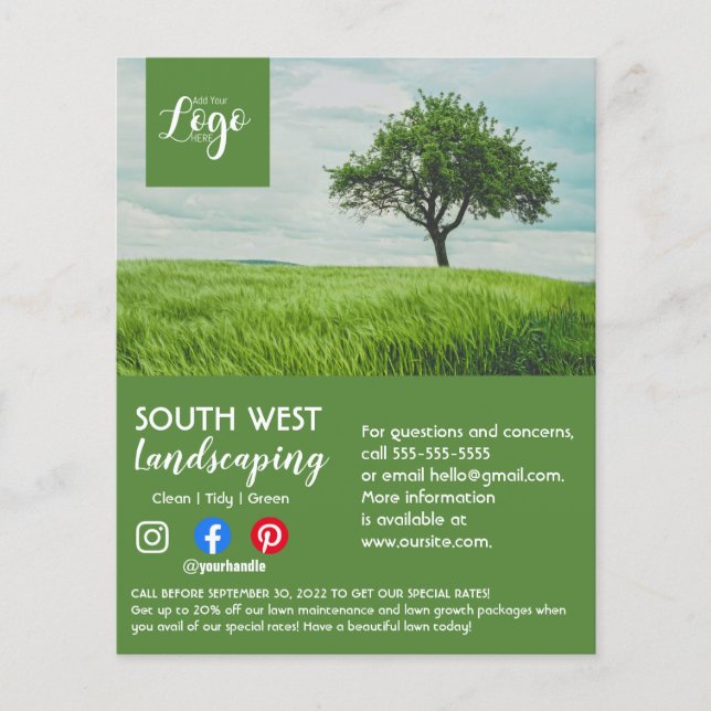 landskapsträdgårdsplan för träd-kirurger flygblad (Framsidan)