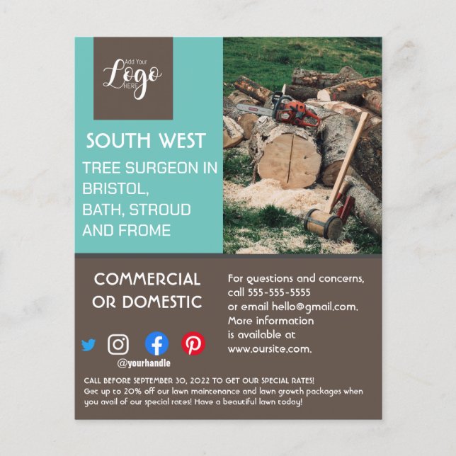 landskapsträdgårdsplan för träd-kirurger flygblad (Framsidan)