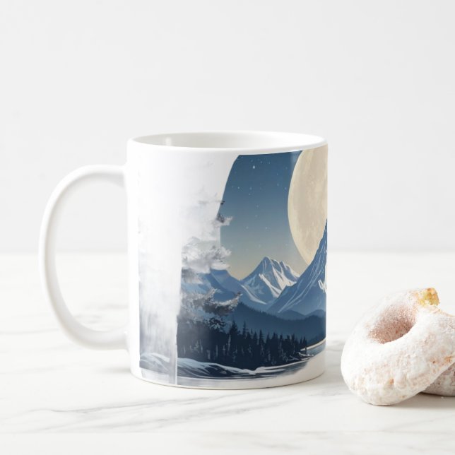 Landskapsvärmare för Full Moon Mountain Kaffemugg (Med munk)