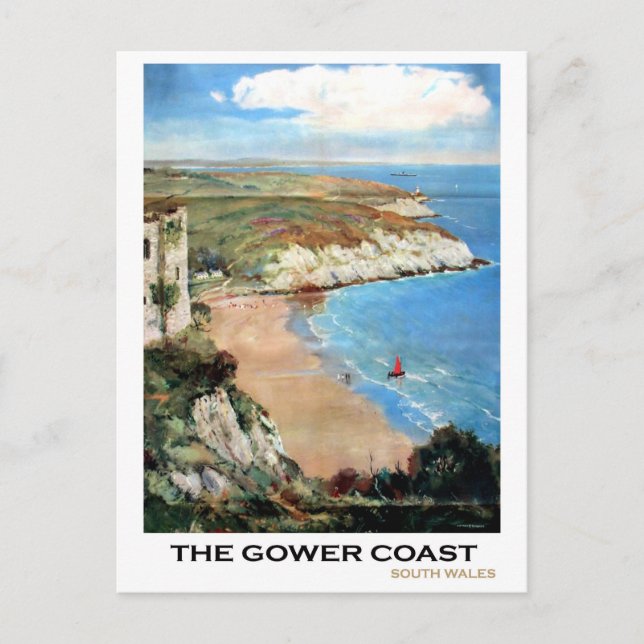 Landskapsvy över Gower-kusten, södra Wales Vykort (Framsida)
