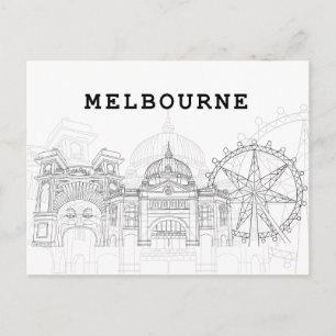 Landskapsvy över staden Melbourne, Australien Vykort