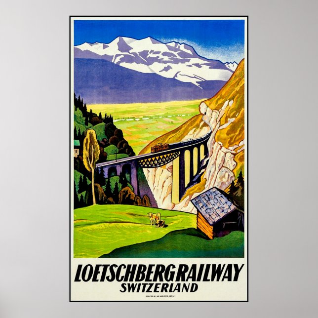 Landskapsvy på Lötschbergbanan, Schweiz Poster (Framsidan)