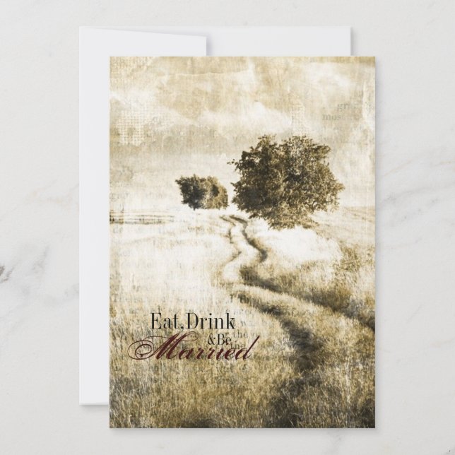 landsväg västerländsk bröllopsrepetition Middag Inbjudningar (Baksida)