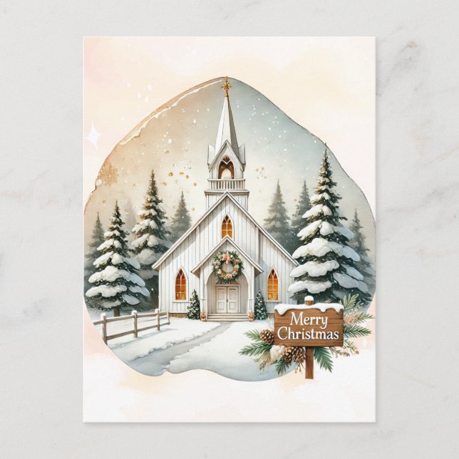 Landsvit chapel | God jul Helg Vykort (Framsida)