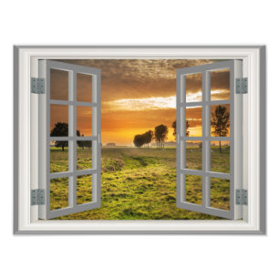 Landtryside Twilight Cow Farm USA Fototryck