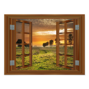 Landtryside Twilight Cow Farm USA Fototryck