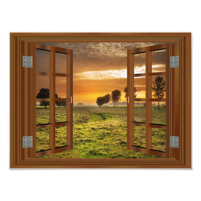 Landtryside Twilight Cow Farm USA Fototryck (Framsidan)