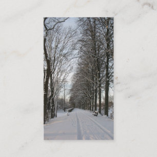 Landväg med träd och snöfotokortet visitkort