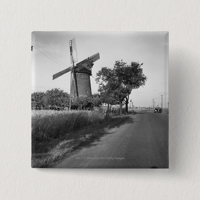 Landväg och traditionell kvarn knapp (Framsida)