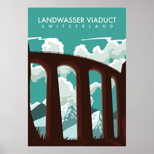 Landwasser Viaduct Schweiz T-Shirt Poster (Framsidan)