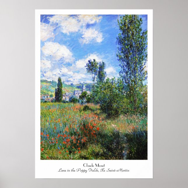 Lane i Poppy Fält Saint-Martin Claude Monet Poster (Framsidan)