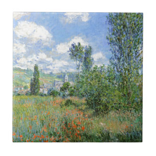 Lane i Vallmo Fält - Claude Monet Kakelplatta