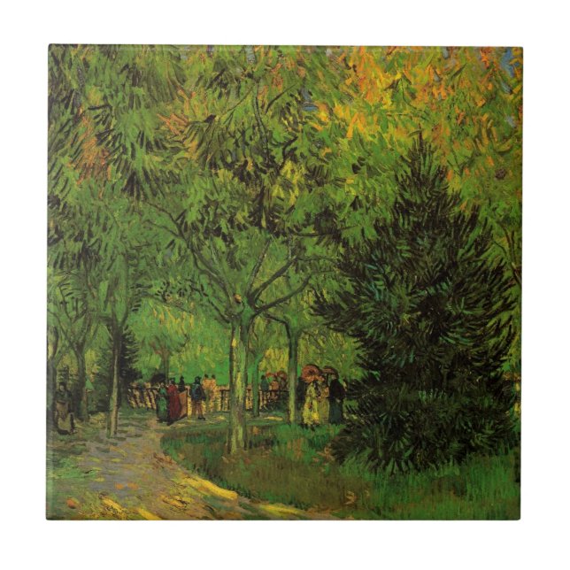 Lane in Public Garden, Arles av Vincent van Gogh Kakelplatta (Framsidan)