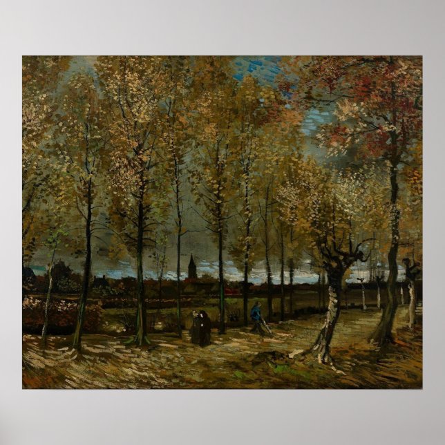Lane with Poplars nära Nuenen - Van Gogh - c1885 Poster (Framsidan)