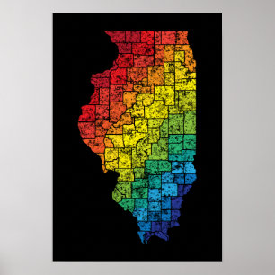 länen Illinois färg Poster