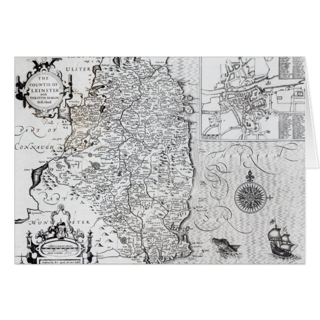 Länet av Leinster med staden av Dublin Hälsningskort (Framsidan Horizontal)