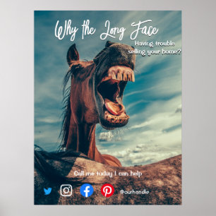 Lång ansikte-häst med stort gods-vykort poster