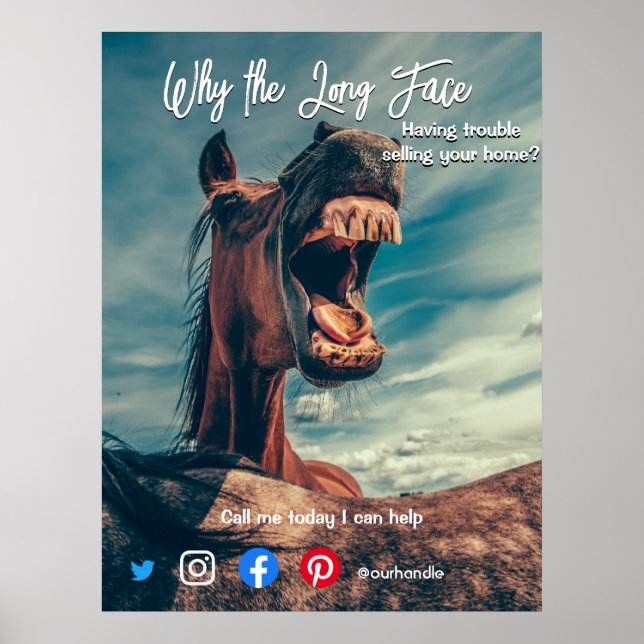 Lång ansikte-häst med stort gods-vykort poster (Framsidan)