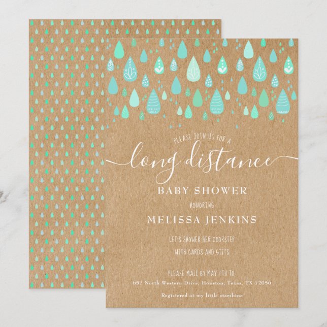 Lång Avstånd visningsprogram efter e-post Inbjudningar (Fram/baksida)