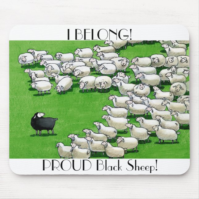 Lång Borttappad Lamb: PROUD Black Sheep Mousepad Musmatta (Framsidan)
