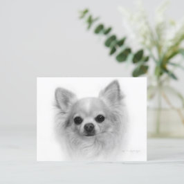 Lång Coat Chihuahua - Fin konst för hand Vykort