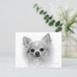 Lång Coat Chihuahua - Fin konst för hand Vykort