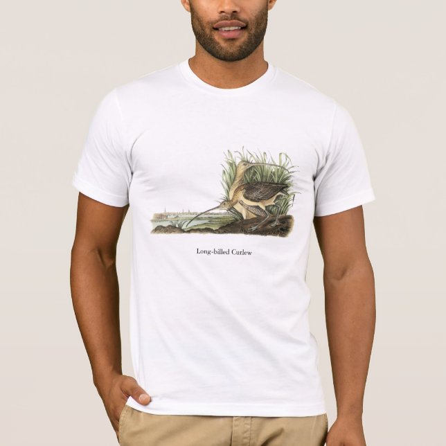 Lång-fakturerad Curlew, John Audubon Tee Shirt (Framsida)