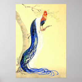 Lång fjäderrik höna Ono Bakufu 1950-talet Poster