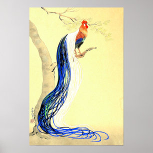 Lång fjäderrik höna Ono Bakufu 1950-talet Poster