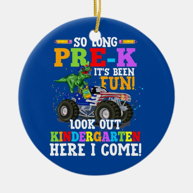 Lång förhandskontroll Kindergarten T rex Julgransprydnad Keramik (Framsidan)