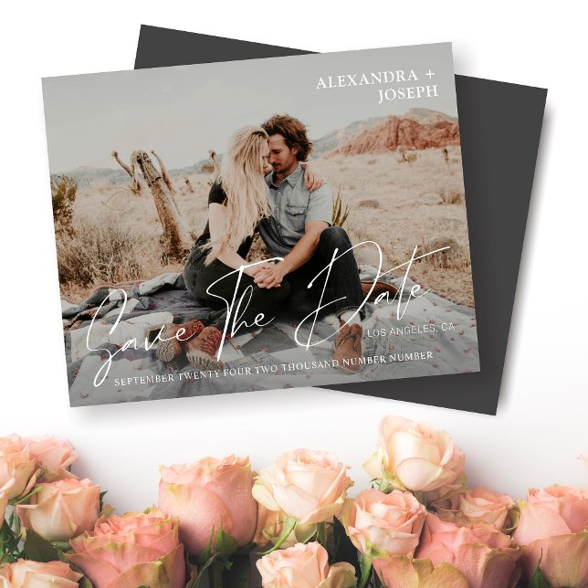 Lång fotodatum för budgetmodern Chic Spara datum (Skapare uppladdad)