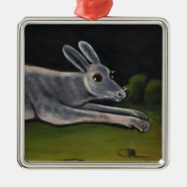 Lång Grått-kanin-jumpning över Fält Julgransprydnad Metall