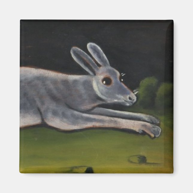 Lång Grått-kanin-jumpning över Fält Magnet (Framsidan)