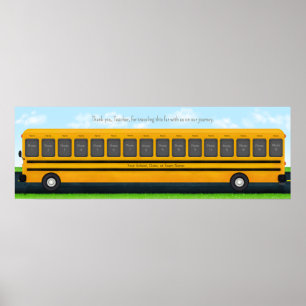 Lång Gult School Buss 16 Photo Anpassningsbar Keep Poster