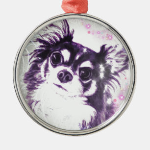 Lång Haired Chihuahua Julgransprydnad Metall