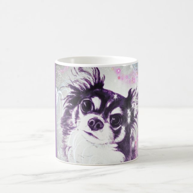 Lång Haired Chihuahua Kaffemugg (Center)