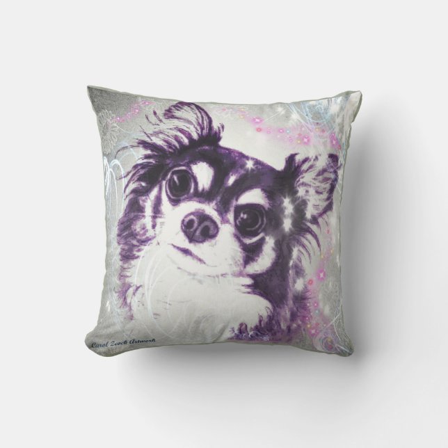 Lång Haired Chihuahua Kudde (Framsida)