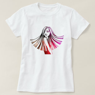Lång Haired färgrik skönhetT-tröja Tee