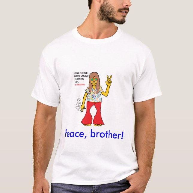 LÅNG HAIRED HIPPIEGNOME T-SHIRT (Framsida)