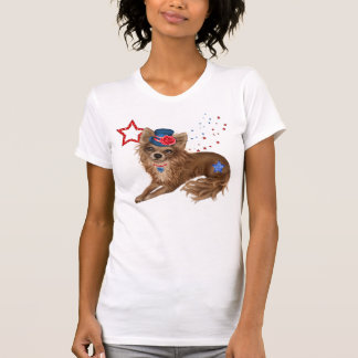 Lång Haired patriotisk Chihuahua T-shirt